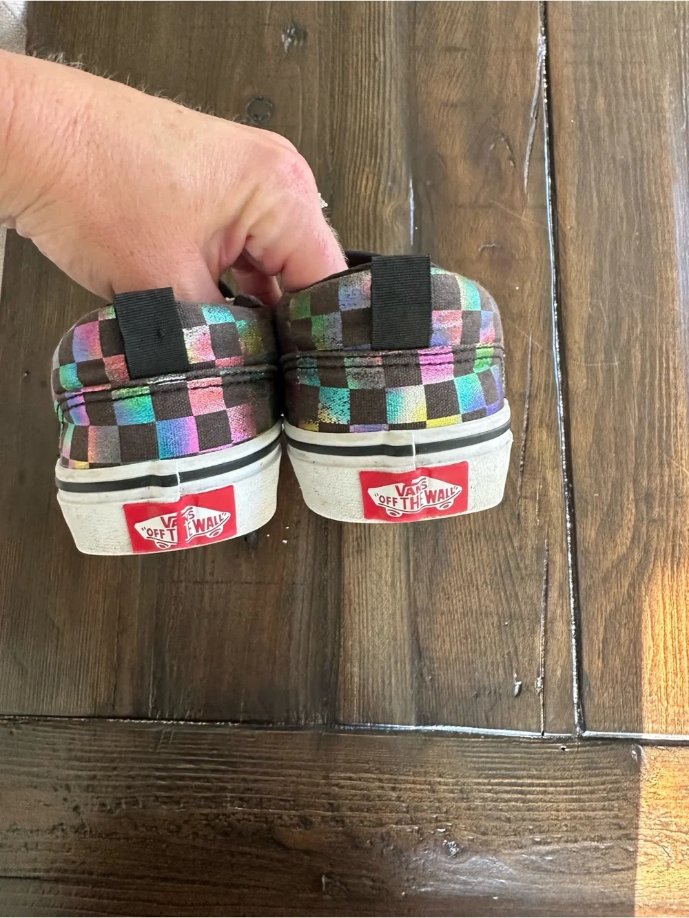 Vans Kids Slip-On Sneakers in Rainbow Checkerboard